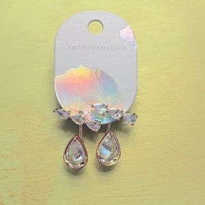 Anthropologie 14 K Gold Plated Diamond Teardrop Earrings